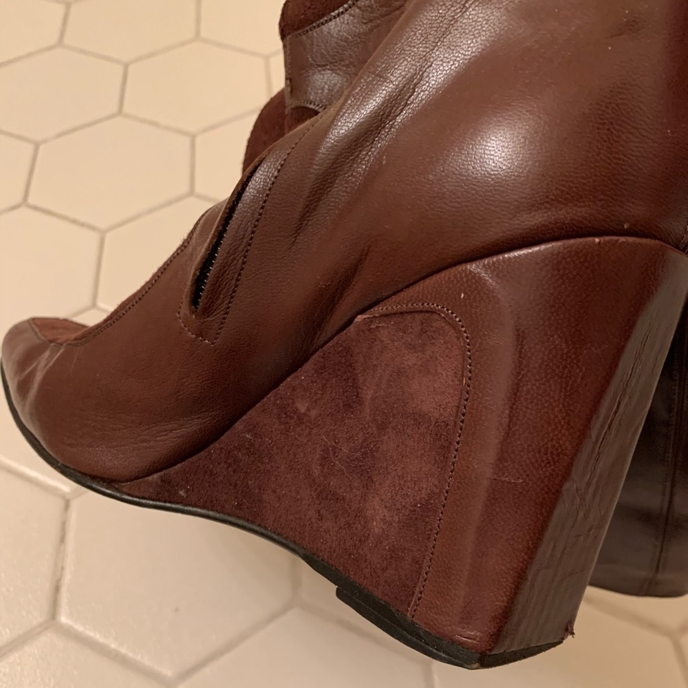 David Ackerman Chocolate Suede Platform Boots - image 2